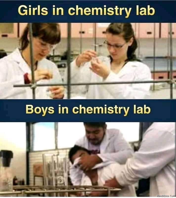 Girls in chemistry lab vs boys in chemistry lab