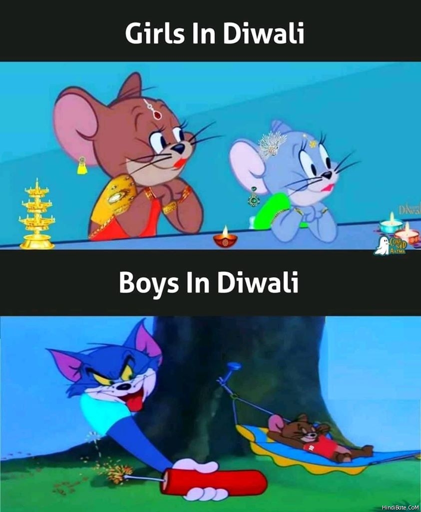 Girls in diwali vs boys in diwali meme