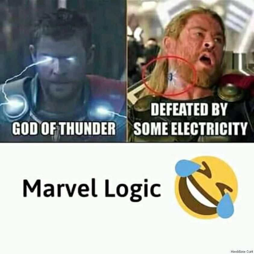 God of thunder defeated by some electricity marvel logic meme