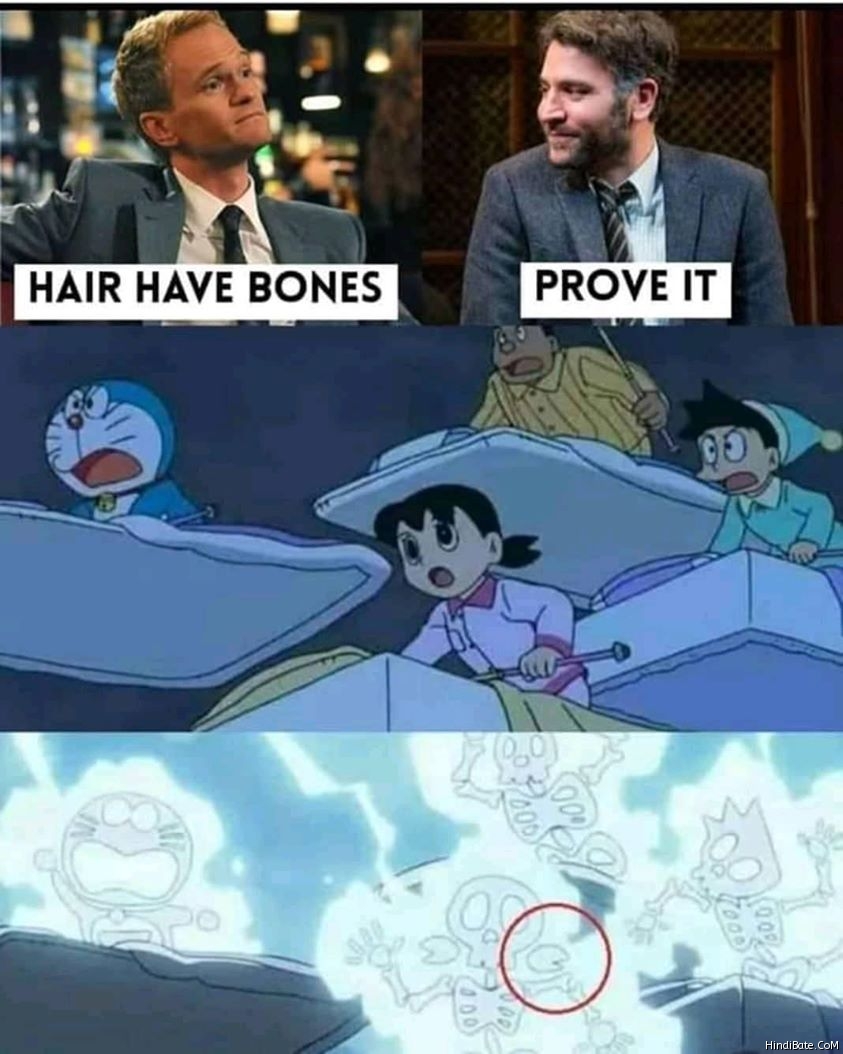 Hair have bones prove it shin chan meme