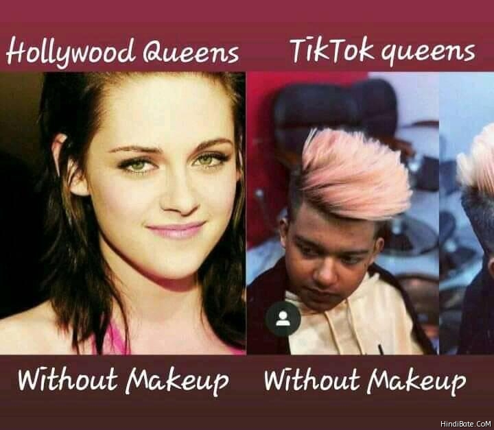 Hollywood queens vs tiktok queens without makeup meme