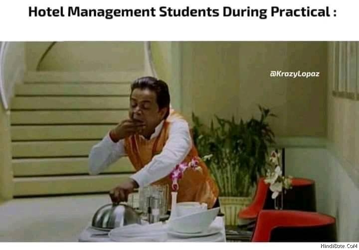 Hotel management students while practical