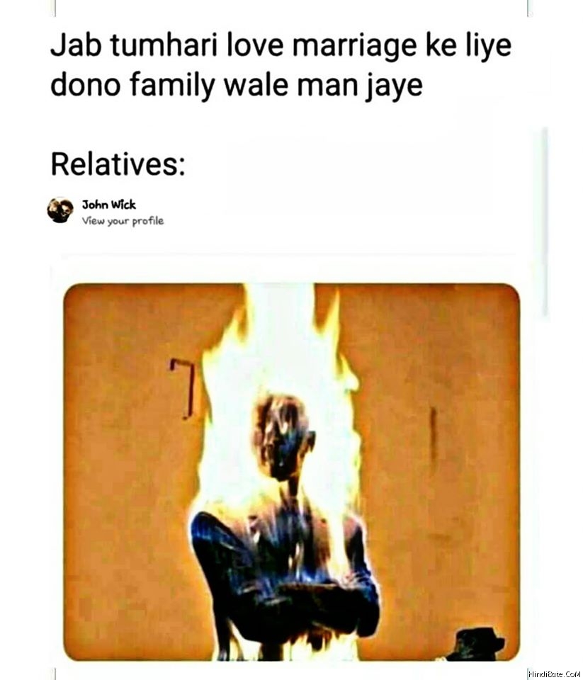 Jab tumhari love marriage ke liye dono family wale maan jaye meme