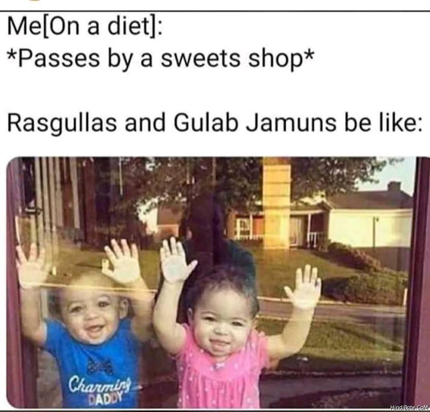 Me on diet rasgullas and gulab jamuns be like meme