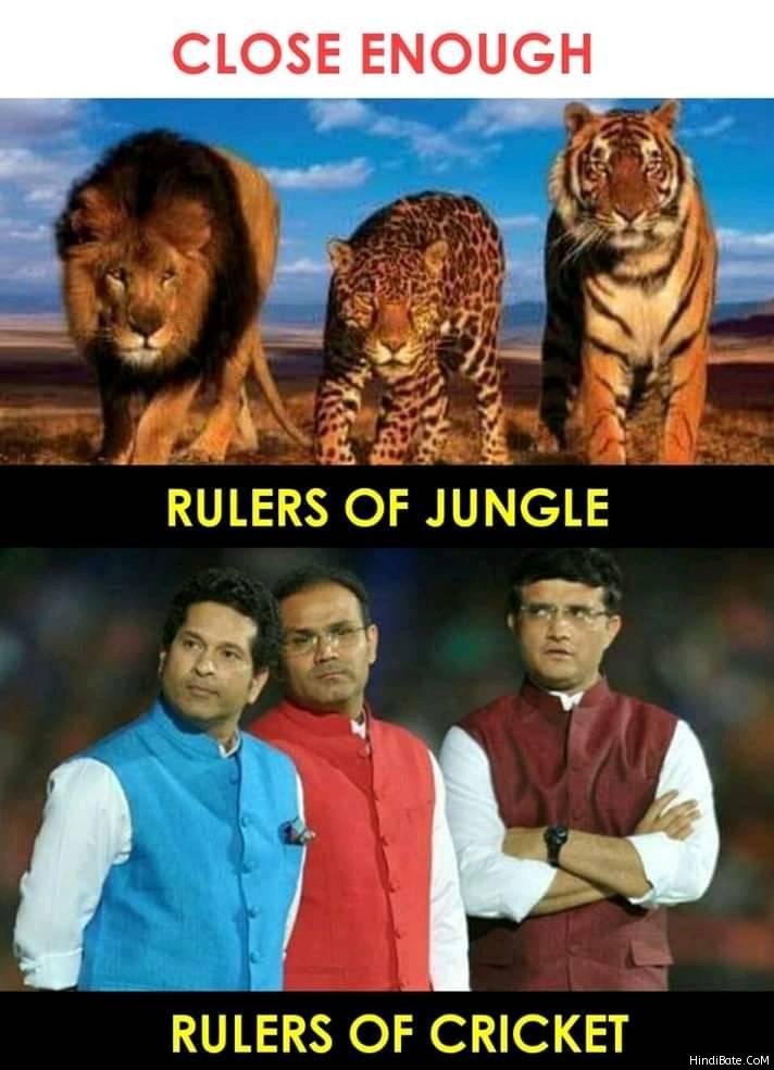 Rulers of jungle vs rulers of cricket meme