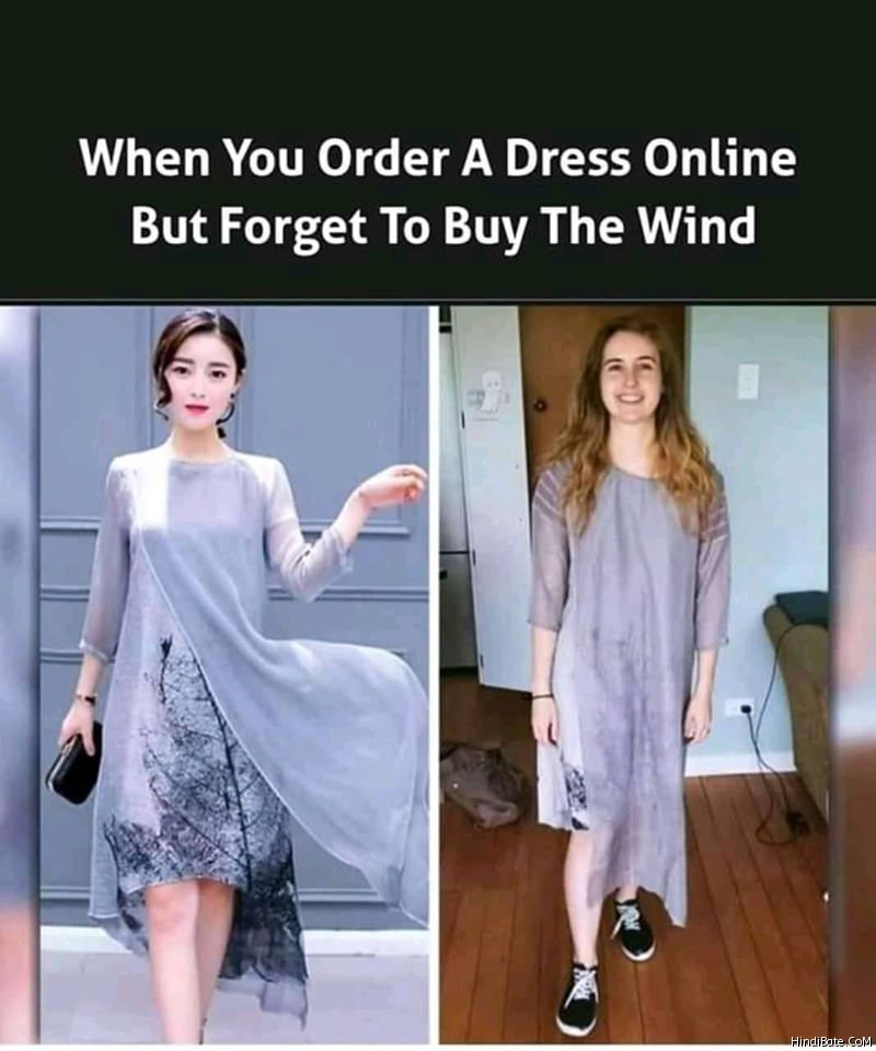 When you order dress online but forget to buy wind meme