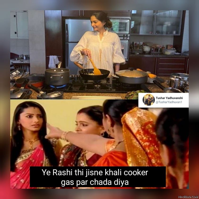 Ye Rashi thi jisne khali cooker gas per chadha diya meme